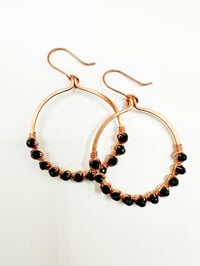 Image 2 of Black Agate (Copper) Hoop Earrings