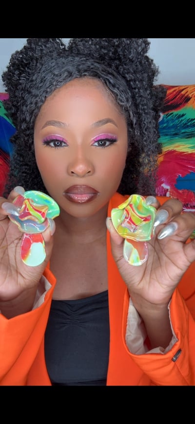 Image of Rose of Sharon custom clay earrings 