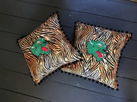 Image 8 of Green Tiger Pom Pom Cushion Cover