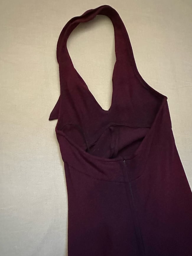 late 1960s BIBA London plum ombre halter dress maxi