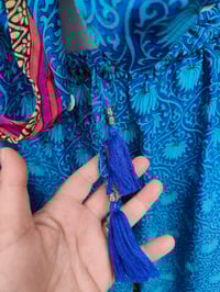 Image 5 of S/ M Sari PJs and matching dust bag with tassel turquoise and pink