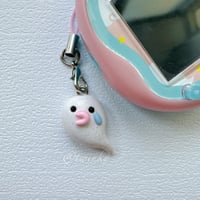 Image 3 of Tamagotchi Ghost Polymer Clay Charm