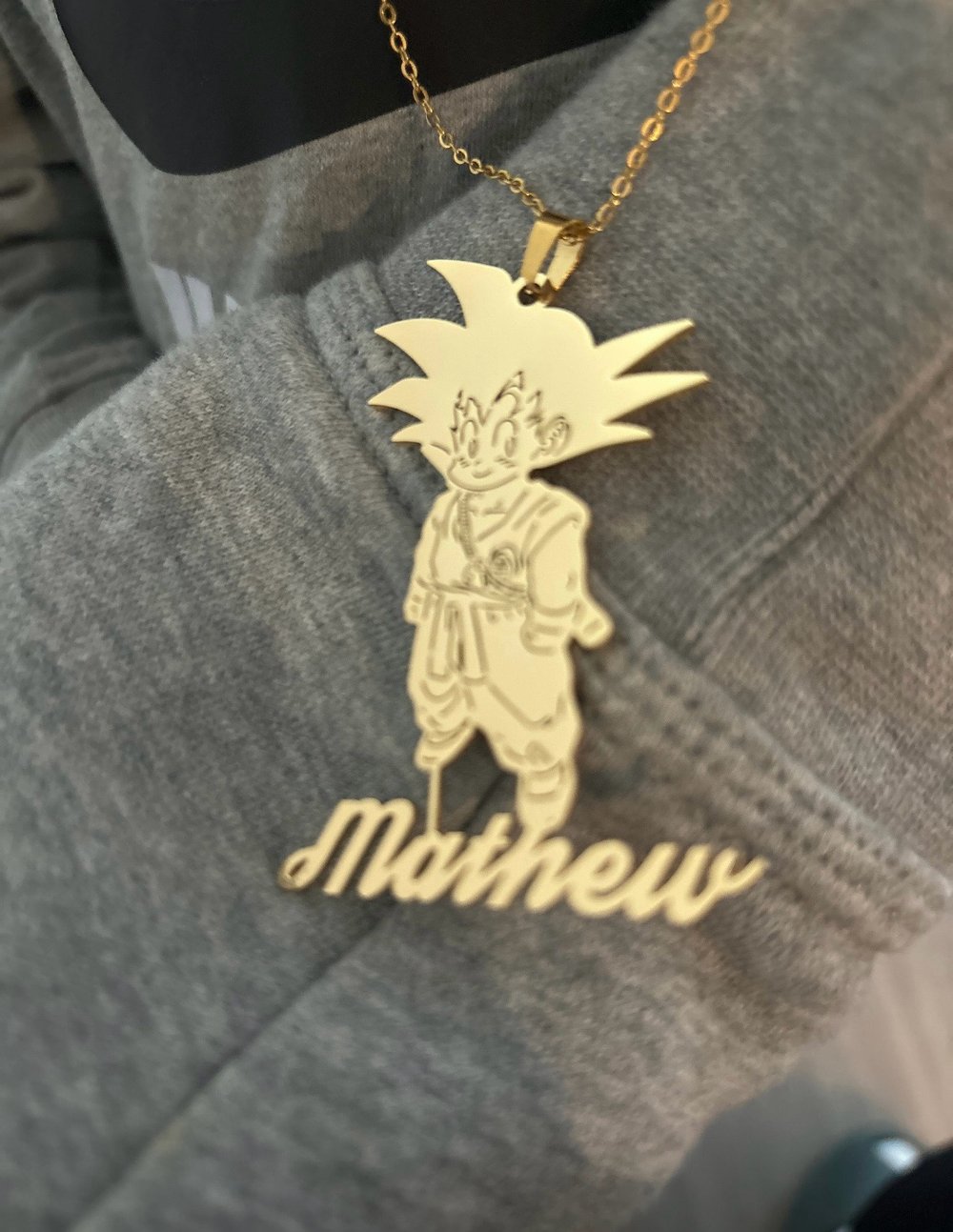 Image of Gold plated Custom cartoon character necklaces with name