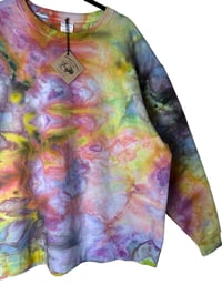 Image 6 of XL Unisex Ring Spun Cotton Blend Crew Sweatshirt in Watercolor Ice Dye