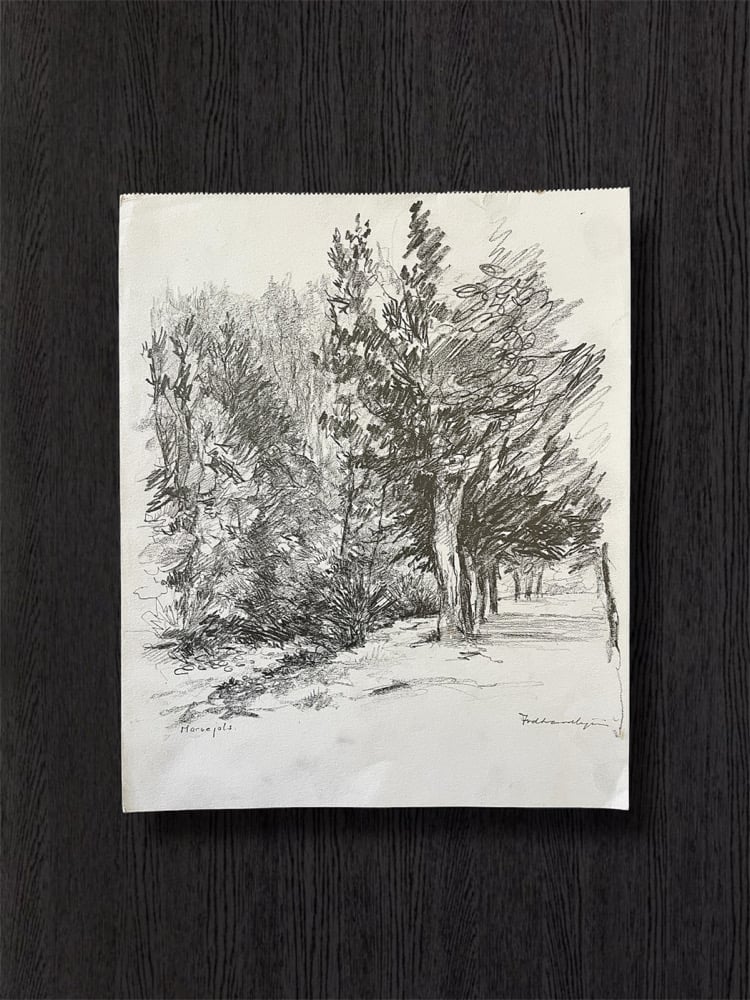 Image of VINTAGE DUTCH DRAWING: LANDSCAPE #2