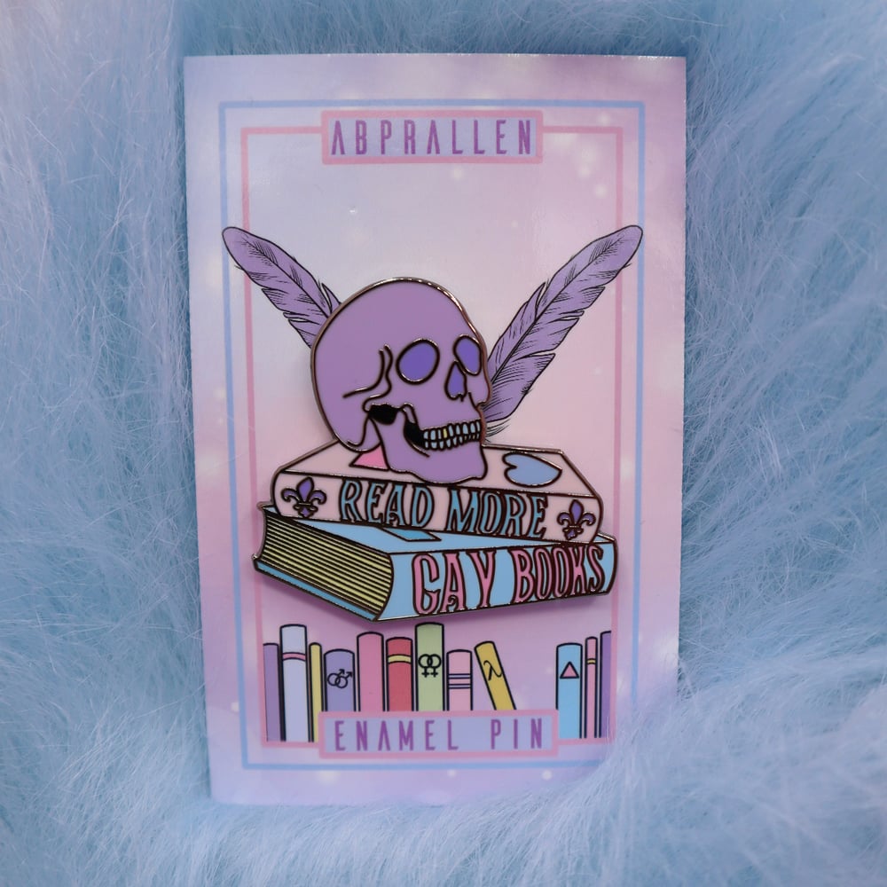 Image of Read More Gay Books Enamel Pin