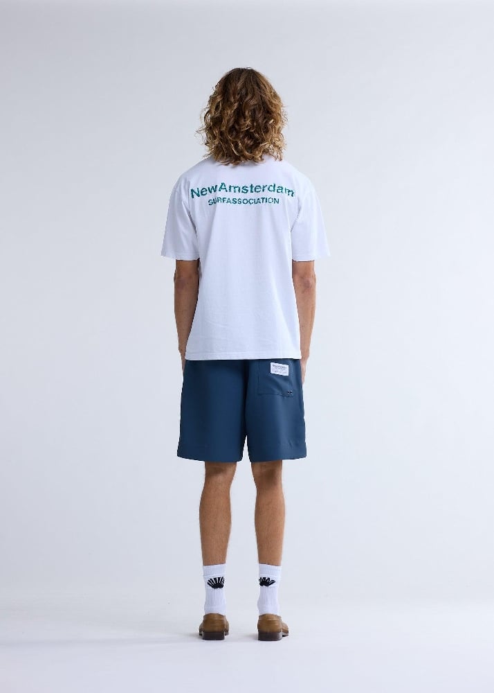 Image of NEW AMSTERDAM SURF ASSOCIATION LOGO TEE WHITE/SEA GREEN