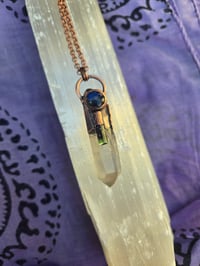Image 1 of Electroformed Lemurian Quartz, Tourmaline, and Labradorite necklace 02