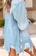 Distressed Frayed Jean Jacket 