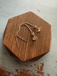 Image 22 of 14k yellow gold threader earrings with opals and citrine