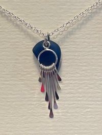 Image 1 of Cobalt Blue Sea Glass Necklace with Sterling Silver Paddle Charm