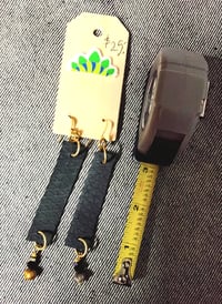 Image 2 of Black textured leather earrings