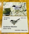 Sardinian Warbler - No.88 - UK Birding Pins - Enamel Pin Badge