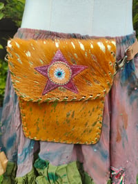 Image 1 of  Woodstock cross body /passport bag - Tan with pink star