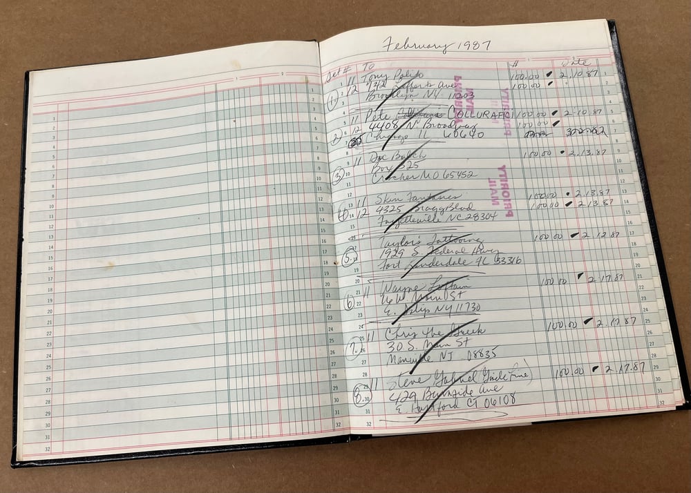 Image of Mike "Mr Flash" Malone 1987 sales ledger & other various items.
