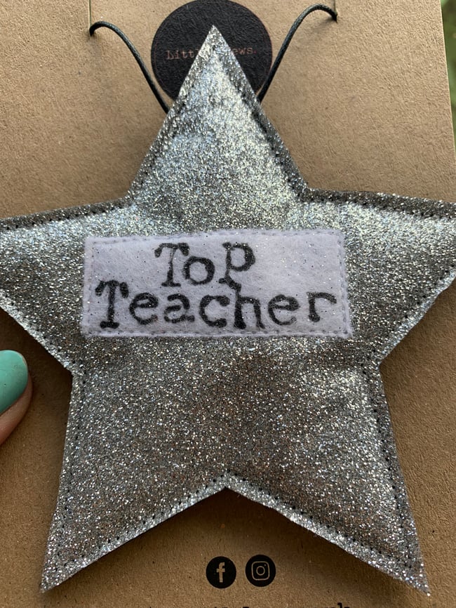 'Top Teacher' Glitter Star Decoration