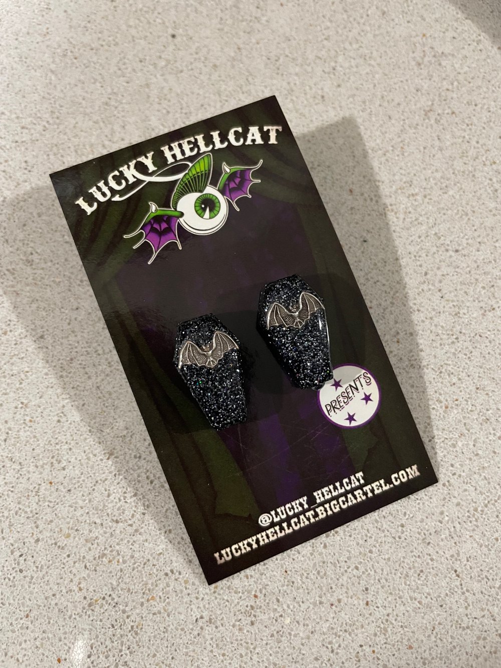 Select Small Bat Coffin Earrings 