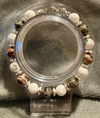Image 1 of Red Snowflake Obsidian and Howlite with Silver Hematite - Size 7
