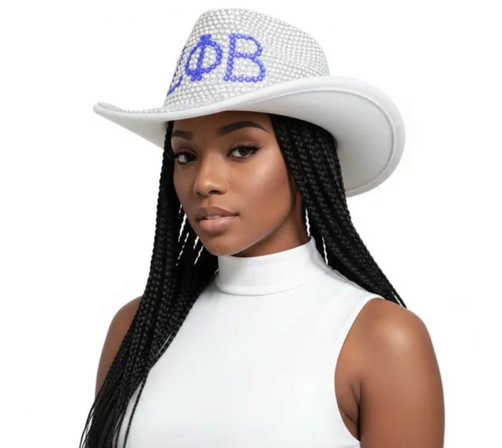 Image of Sorority Silver Blue  Rhinestone Fedora Hat
