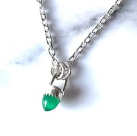 Image 1 of Handmade Sterling Silver Green Onyx Bullet Point Pendant 