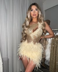 Image 1 of Pearl Embellished Roxy with cream or nude feather
