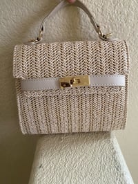 Image 1 of BEIGE STRAW HANDBAG