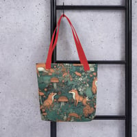 Image 3 of Boho Nature Cottagecore Inspired Fox Among Mushrooms Tote Bag