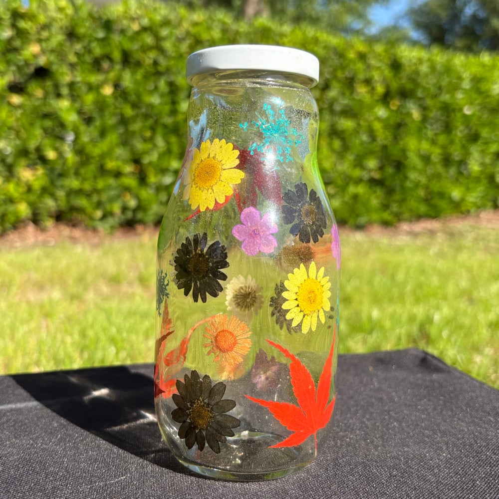 Image of rainbow floral milk jug