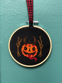 Pumpkin Krampus Cross Stitch Black