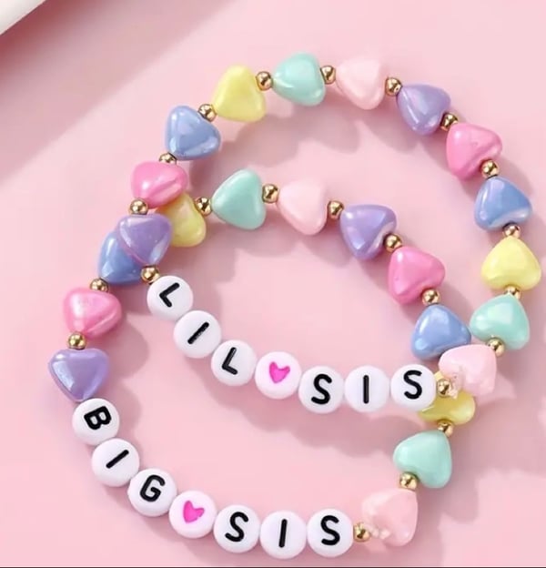 Image of Colorful Heart Acrylic Bead Bracelet for Girls 