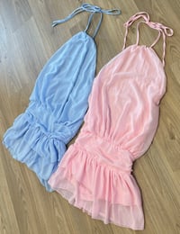 Image 1 of Halterneck backless chiffon playsuit 