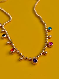 Image 1 of COLOUR GEM BALL CHAIN NECKLACE 