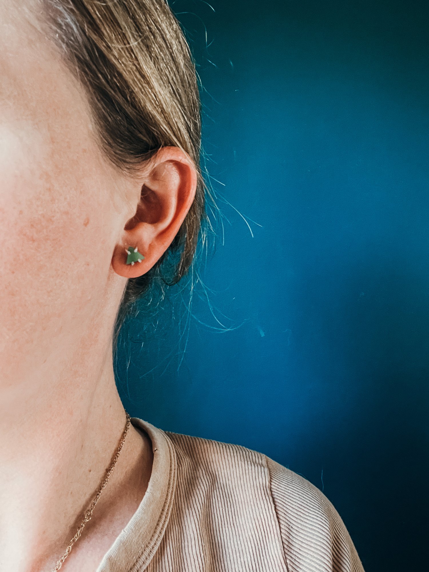 Image of Chrysoprase Triangle Studs in Sterling Silver