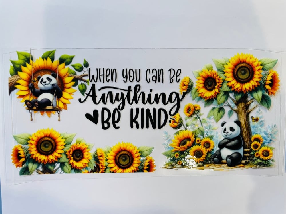 Image of Panda, Sunflowers and Quote