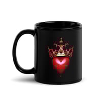 You Are Loved Heart Crown Black Glossy Mug
