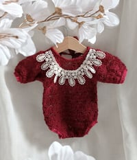 Image 1 of Newborn bodysuit for photo shoots | Christmas | burgundy |  Favianna