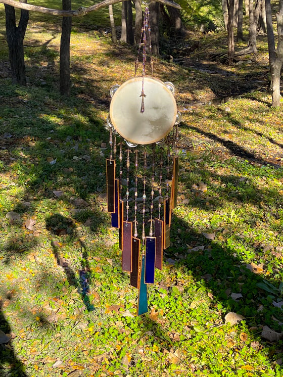 Image of Tamborine Stained Glass Chimes -Multicolored 