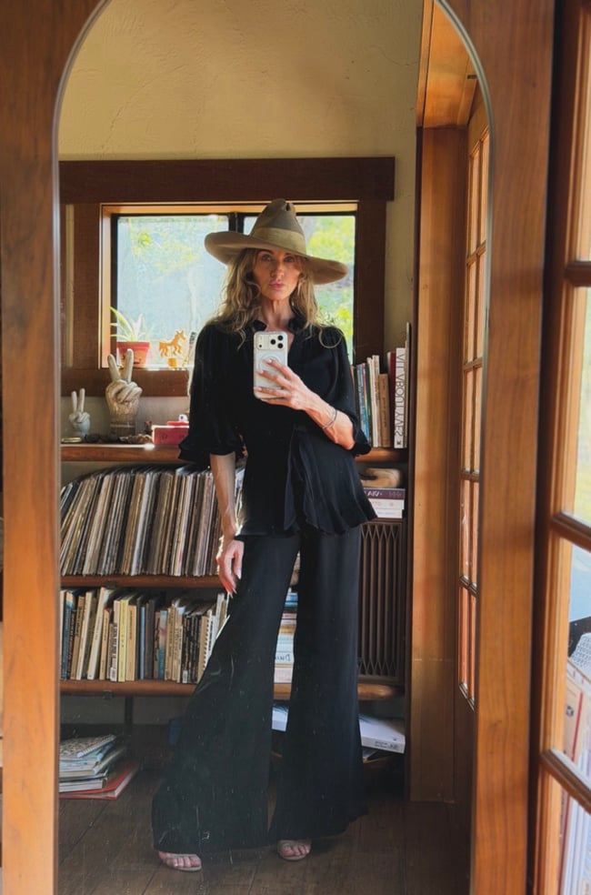 late 1960s Ossie Clark black wrap rock and roll trouser suit pants 