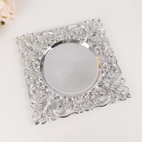 Square Silver charger  with Hollow lace border