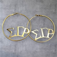 Image 1 of ΣΓΡ Gold Hoop Statement Earrings