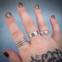 Image 4 of WITCH silver ring with star and moon stamp (capitals). Hand stamped silver 925 ring