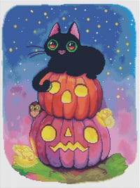 Image 2 of Pumpkin Stack Full Size Diamond Painting by Sara Szewczyk