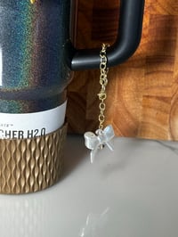 Image 3 of Wild Blooms Black, Cream, and Gold Tumbler Handle Charm