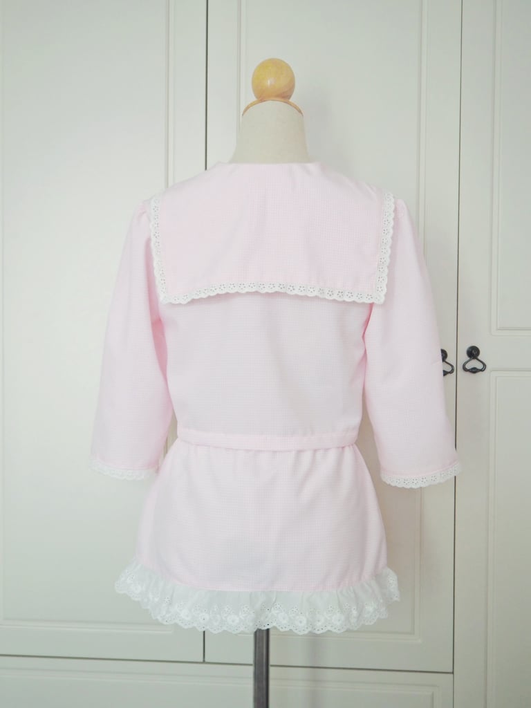 (2 colors) Sailor top 2.0 - Gingham baby blue/baby pink Image 2