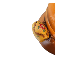 Image 3 of Square Nest Bean Pot With Floral Painted Wood Handles