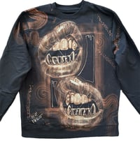 Image 1 of “GRILL” CUSTOM BLEACH PAINTED PULLOVER SWEATSHIRT LARGE