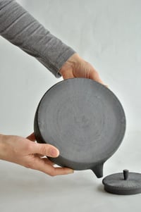 Image 3 of Black Ridged Teapot - Wheel-thrown with Custom Matte Glaze