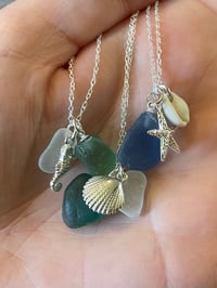 Image 1 of Pretty Blue Triple Sea Glass Necklaces