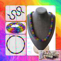 Image 1 of Rainbow Candy Cane Cord Necklace