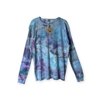 Image 1 of L Unisex Adult Waffle Long Sleeve Shirt in Muted Mermaid Ice Dye